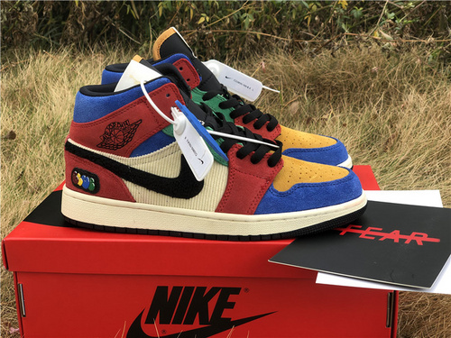 Blue The Great X Air Jordan 1 MID _Fearless_ colorful stitching_ number CU2805-100 full yard shipment 36--46-92c23857